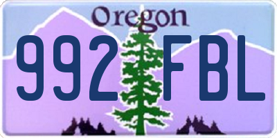 OR license plate 992FBL