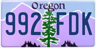 OR license plate 992FDK
