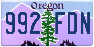 OR license plate 992FDN