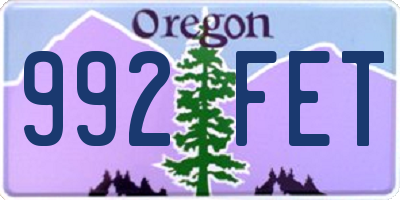 OR license plate 992FET