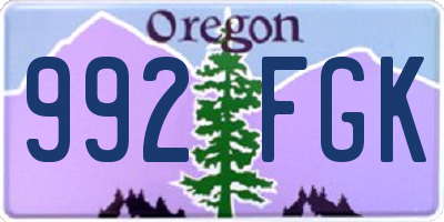 OR license plate 992FGK