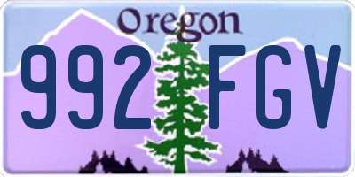 OR license plate 992FGV