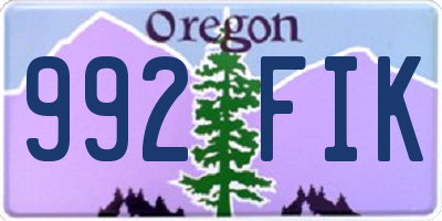 OR license plate 992FIK