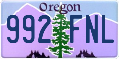 OR license plate 992FNL