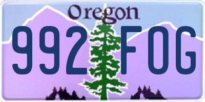 OR license plate 992FOG