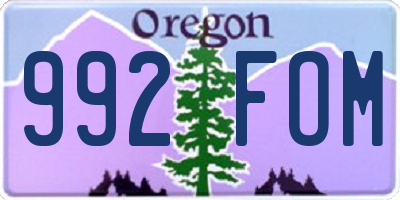 OR license plate 992FOM