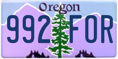 OR license plate 992FOR