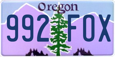 OR license plate 992FOX