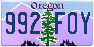 OR license plate 992FOY