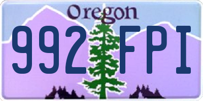 OR license plate 992FPI