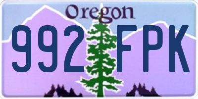 OR license plate 992FPK