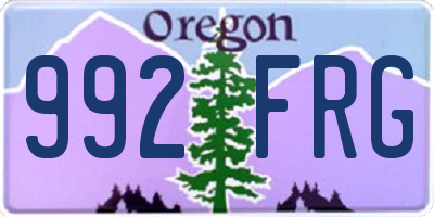 OR license plate 992FRG