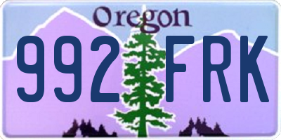 OR license plate 992FRK