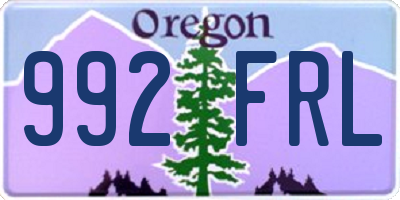 OR license plate 992FRL