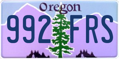 OR license plate 992FRS