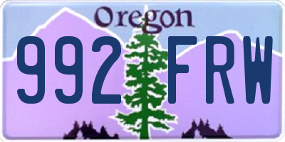 OR license plate 992FRW