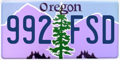 OR license plate 992FSD
