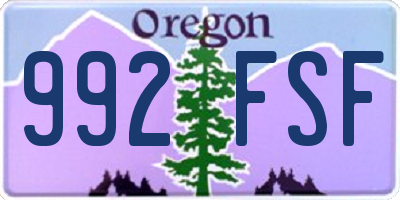 OR license plate 992FSF