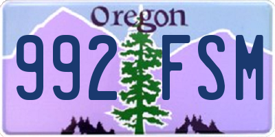 OR license plate 992FSM