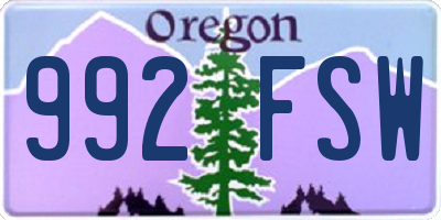 OR license plate 992FSW