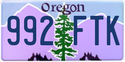 OR license plate 992FTK