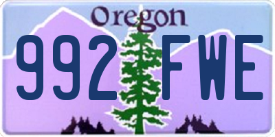 OR license plate 992FWE
