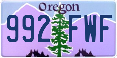 OR license plate 992FWF