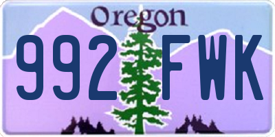 OR license plate 992FWK