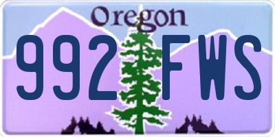 OR license plate 992FWS