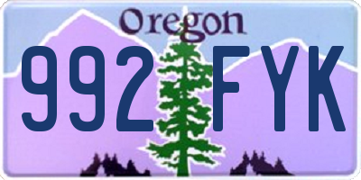 OR license plate 992FYK