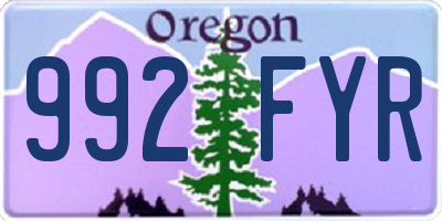OR license plate 992FYR