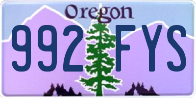 OR license plate 992FYS