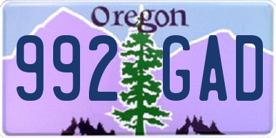 OR license plate 992GAD