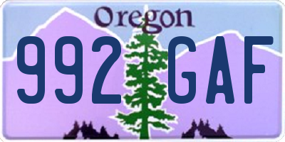 OR license plate 992GAF