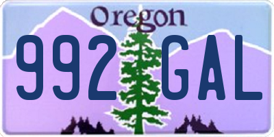 OR license plate 992GAL