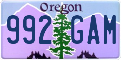 OR license plate 992GAM