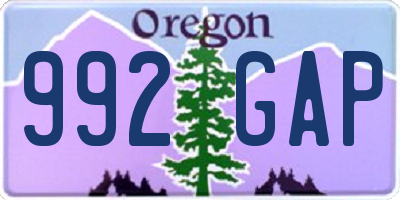 OR license plate 992GAP