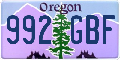 OR license plate 992GBF