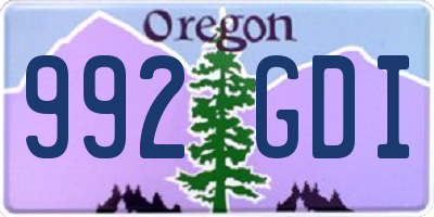 OR license plate 992GDI