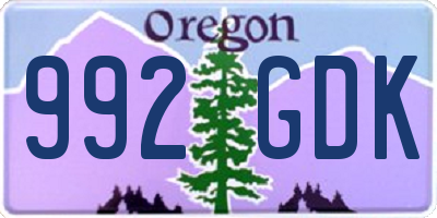 OR license plate 992GDK