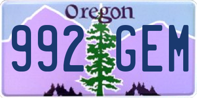 OR license plate 992GEM