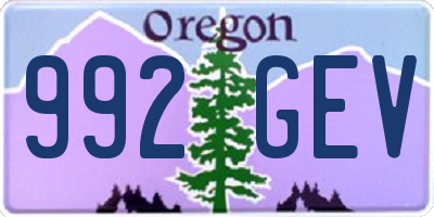 OR license plate 992GEV