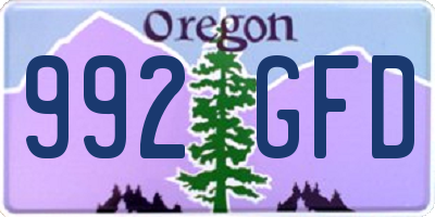 OR license plate 992GFD