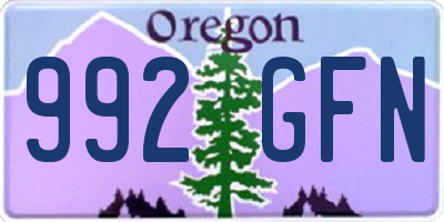OR license plate 992GFN