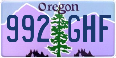 OR license plate 992GHF