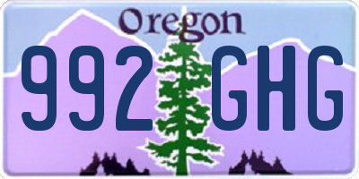 OR license plate 992GHG