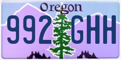 OR license plate 992GHH