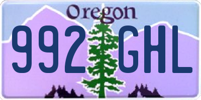 OR license plate 992GHL