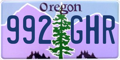 OR license plate 992GHR