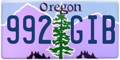 OR license plate 992GIB